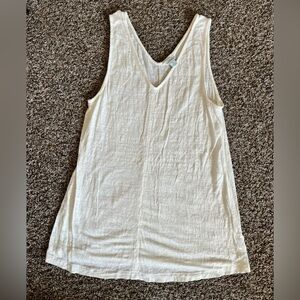 Sundance Ivory White Sleeveless 100% Linen Tank Top Medium